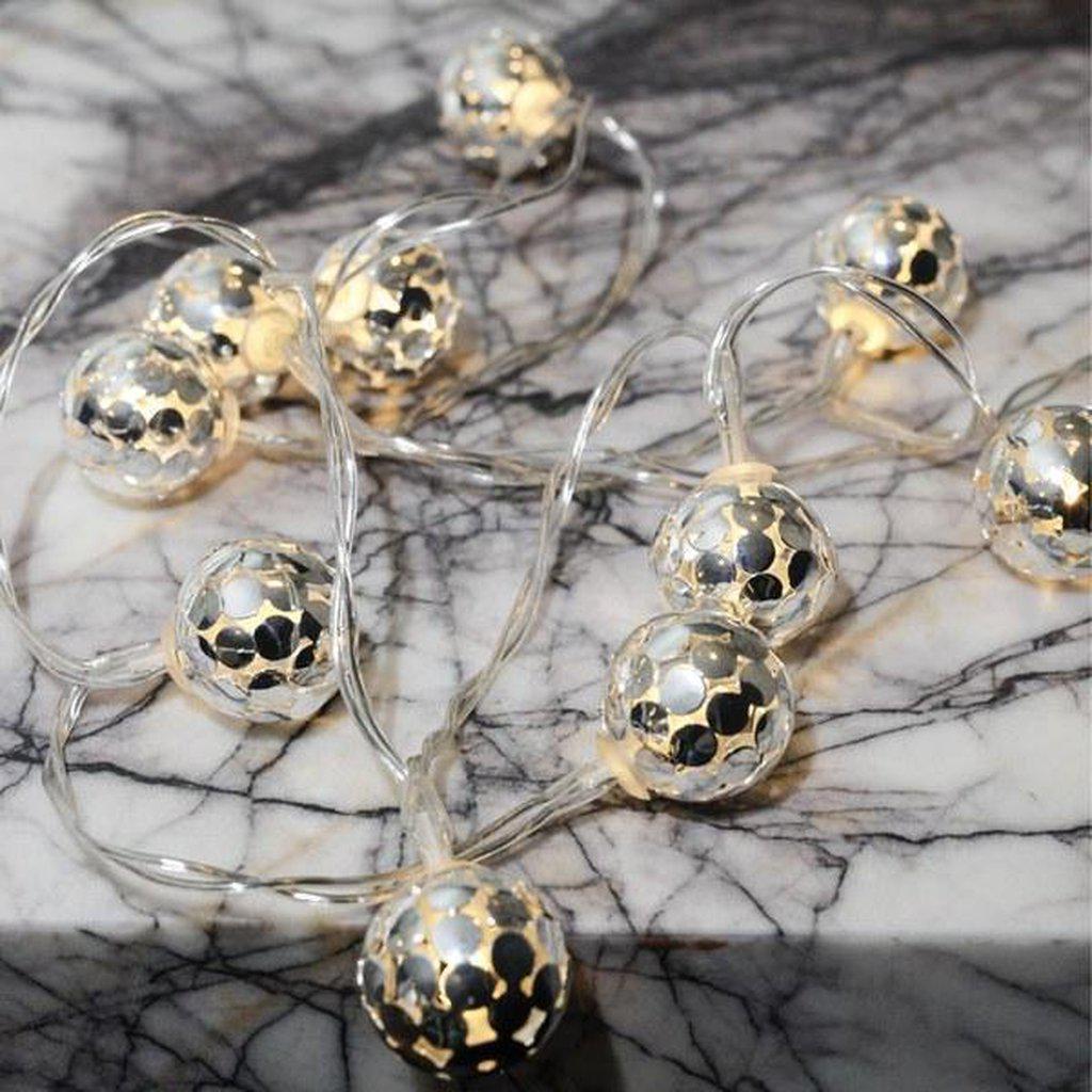 Kikkerland Silver Globe Rope Chain Lights - Nickel-Beaumonde