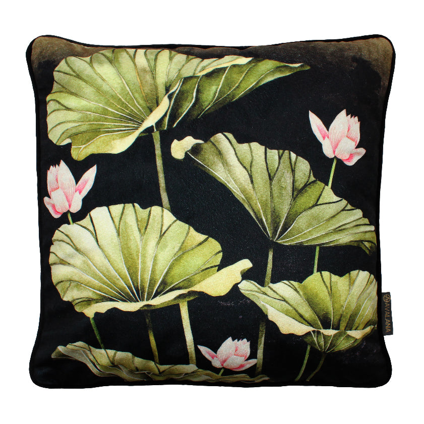 Lily Pads Piped Velvet Cushion