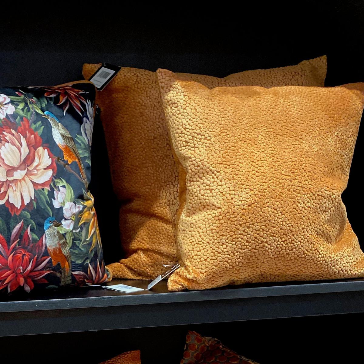 Malini Bingham Cut Velvet Cushion In Tan-Beaumonde