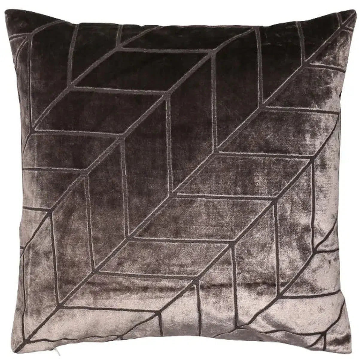 Malini Hoxley Cut Velvet Cushion in Truffle