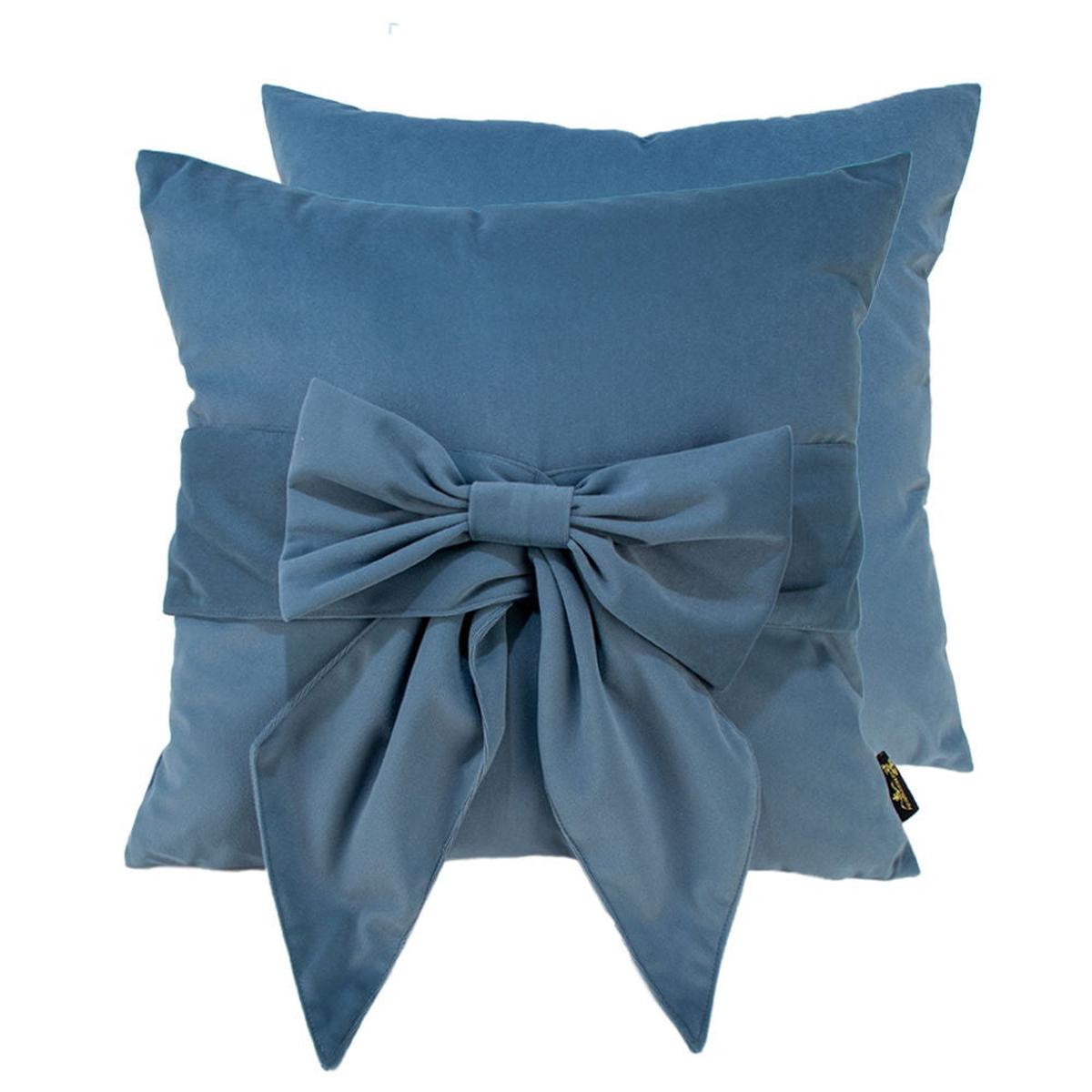 Malini Paul Moneypenny Tiedup Bow Cushion In Blue-Beaumonde