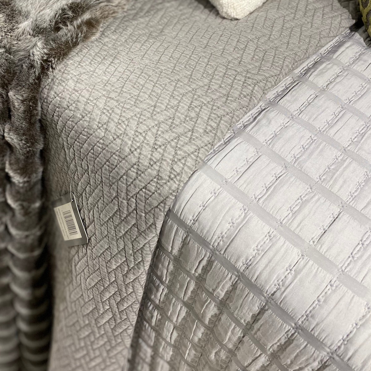 Malini Stockholm Grey Quilted Bedcover-Beaumonde