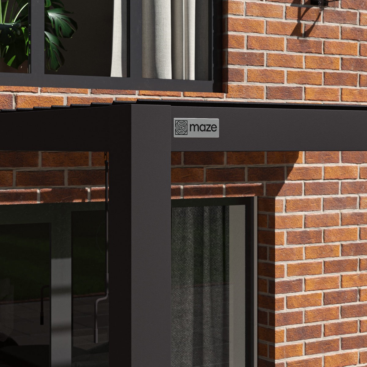 Maze Como Pergola Aluminium Lean-to Wall Frame Only In Grey-Beaumonde