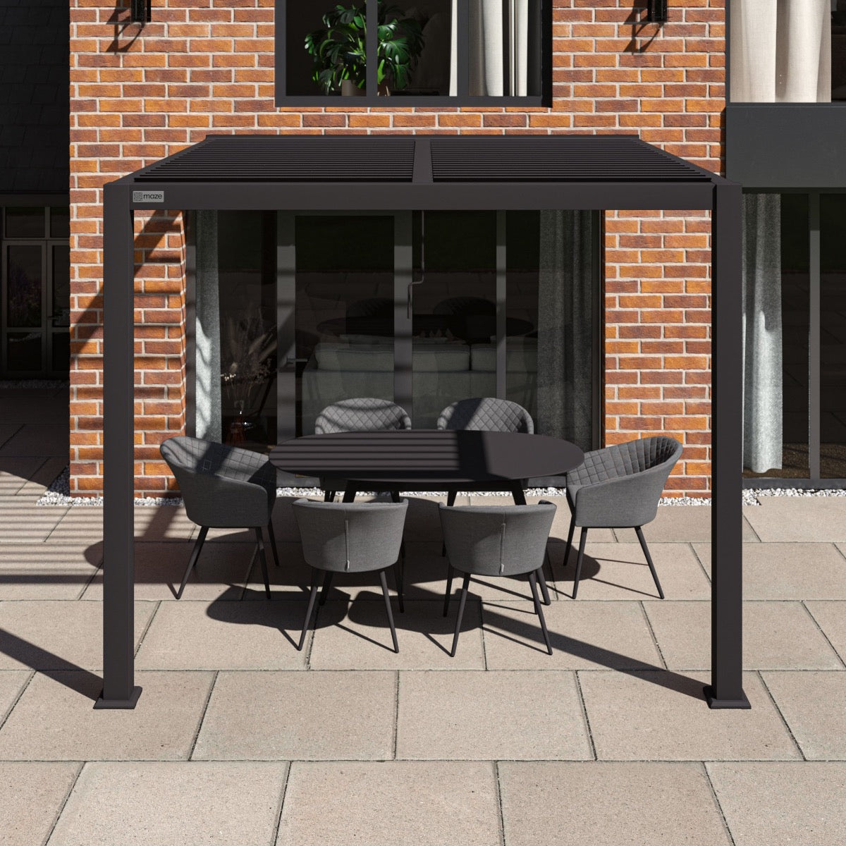Maze Como Pergola Aluminium Lean-to Wall Frame Only In Grey-Beaumonde