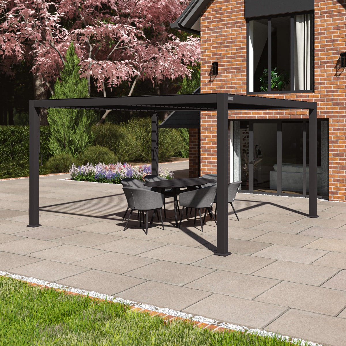 Maze Como Pergola Aluminium Square 40x40 Frame Only-Beaumonde