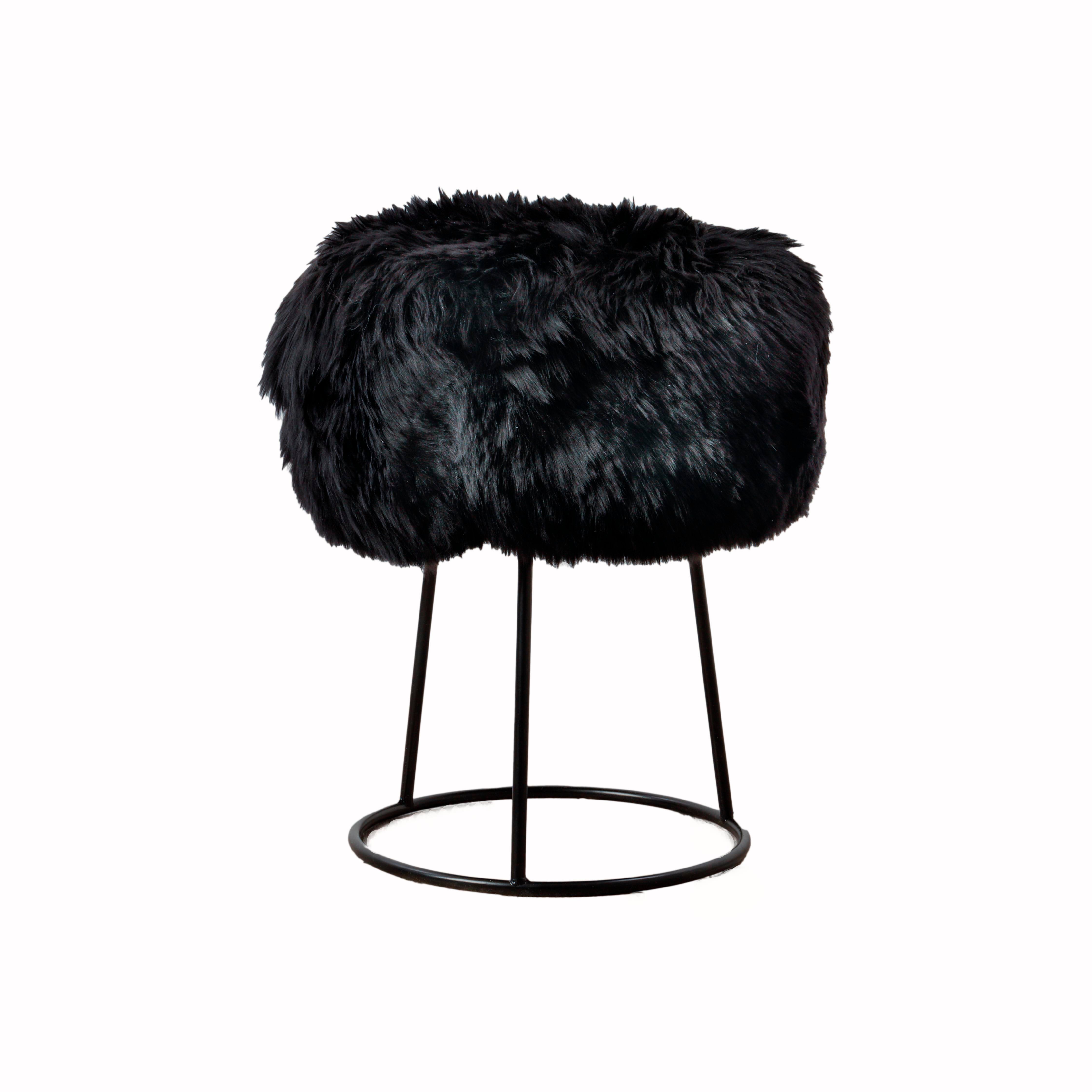 Native Home & Lifestyle Metal Sheepskin Stool-Beaumonde
