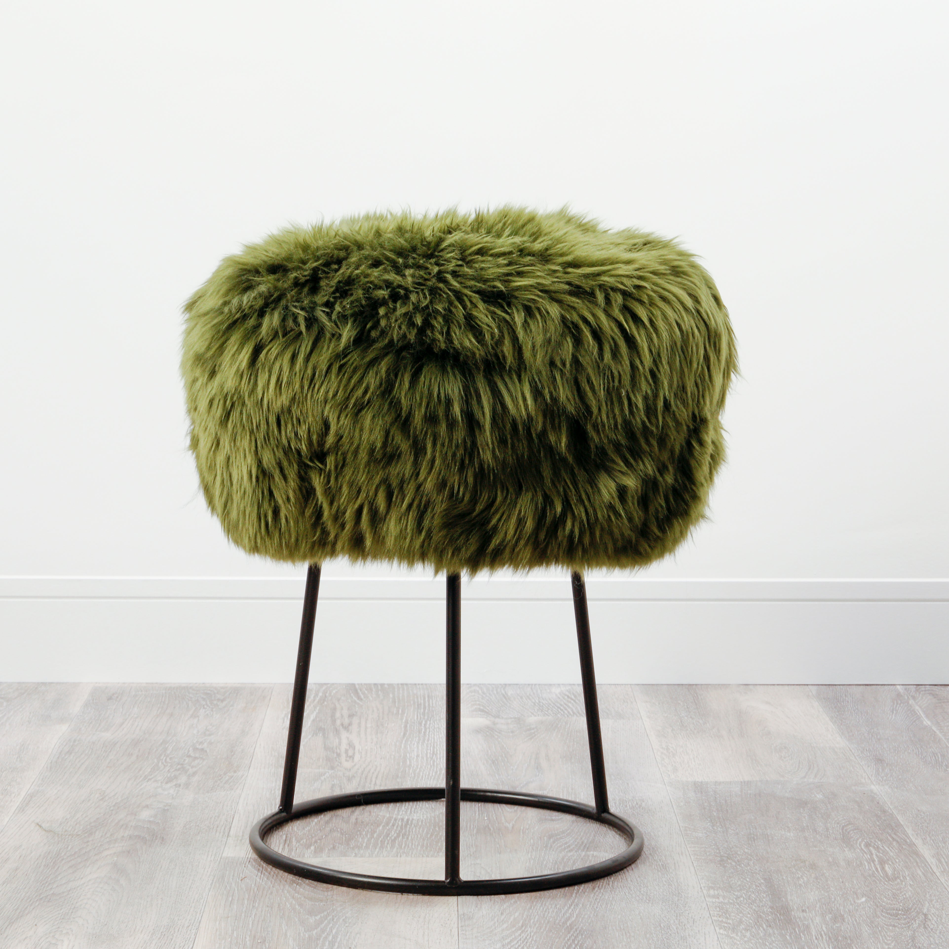 Native Home & Lifestyle Metal Sheepskin Stool-Beaumonde