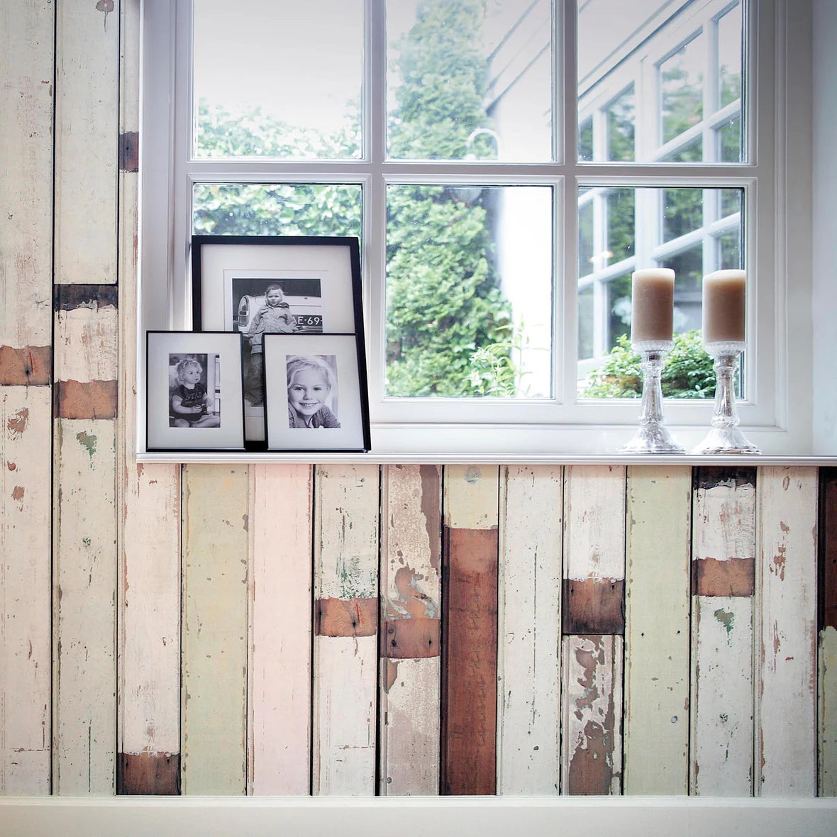 NLXL White Beige Coated Scrapwood Wallpaper