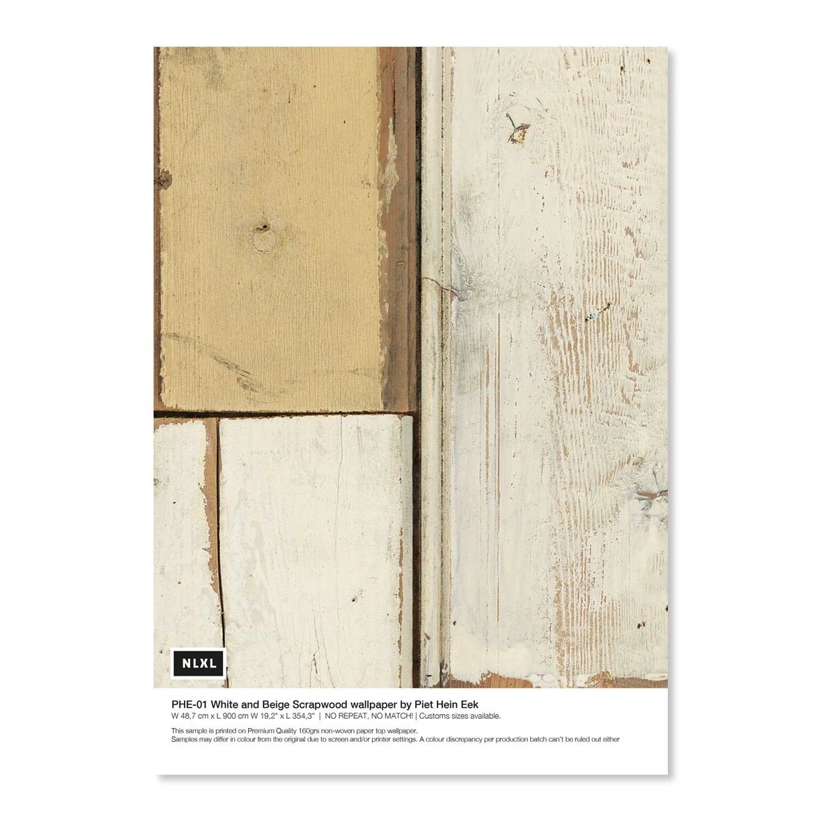 PHE-01LS White/Beige Coated Scrapwood wallpaper