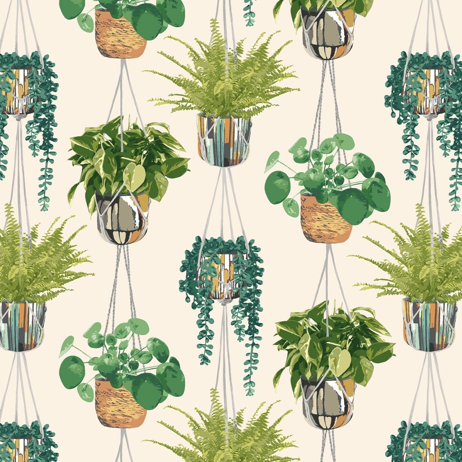 Ohpopsi Houseplant Wallpaper - Sage & Cider-Beaumonde