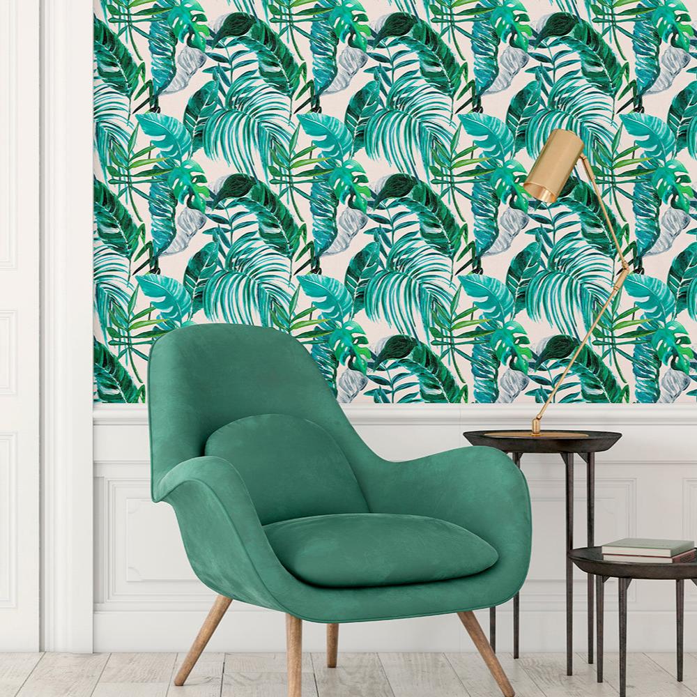 Ohpopsi Palmera Wallpaper - Turquoise-Beaumonde