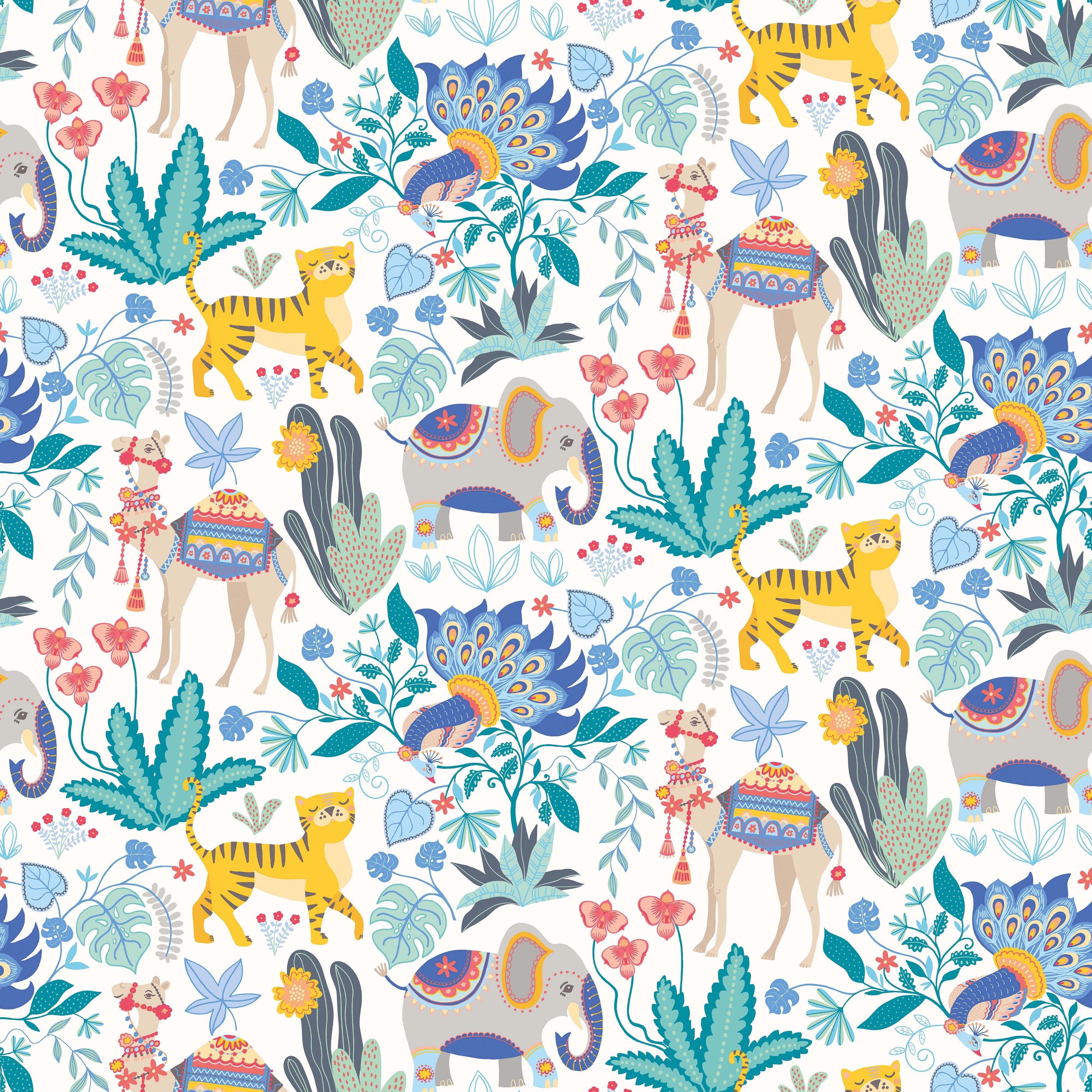 Ohpopsi Samba Safari Wallpaper - Cornflower-Beaumonde