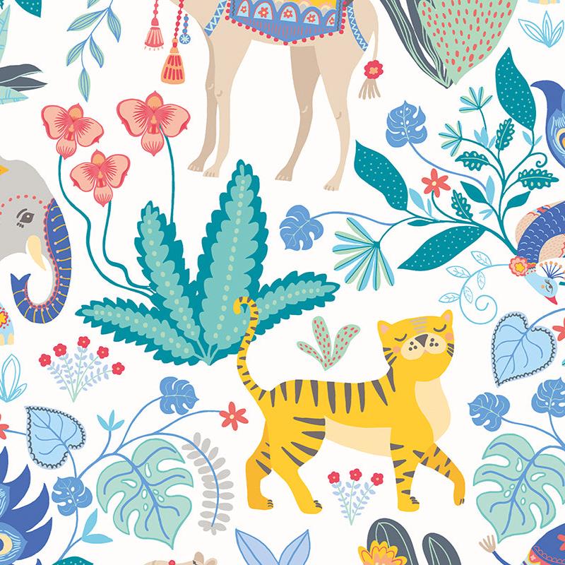 Ohpopsi Samba Safari Wallpaper - Cornflower-Beaumonde