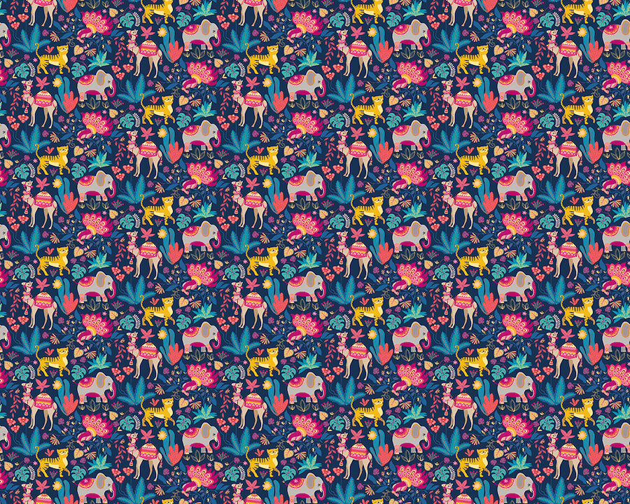 Ohpopsi Samba Safari Wallpaper - Ink & Cerise-Beaumonde