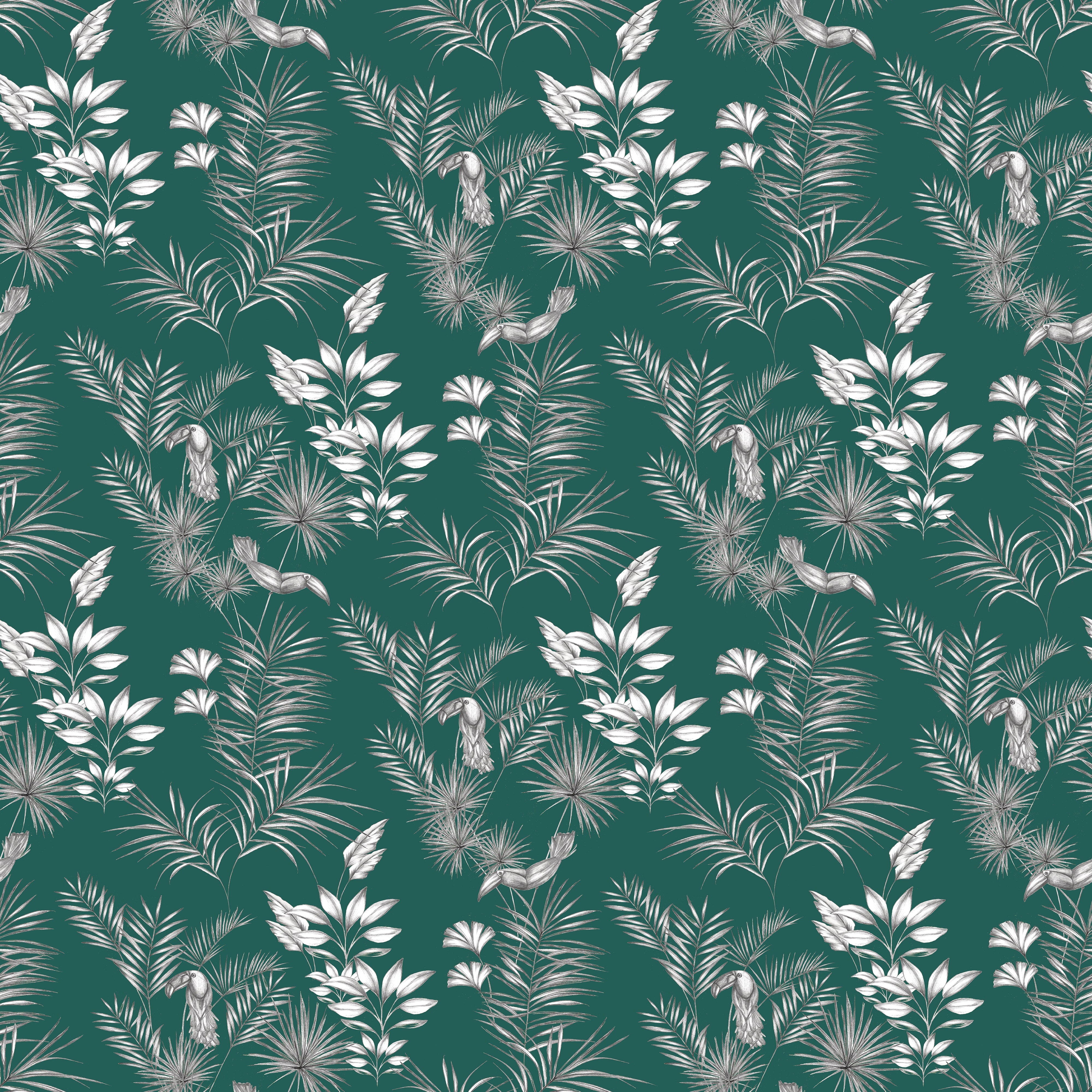 Ohpopsi Toucan Toile Wallpaper - Rainforest Green-Beaumonde