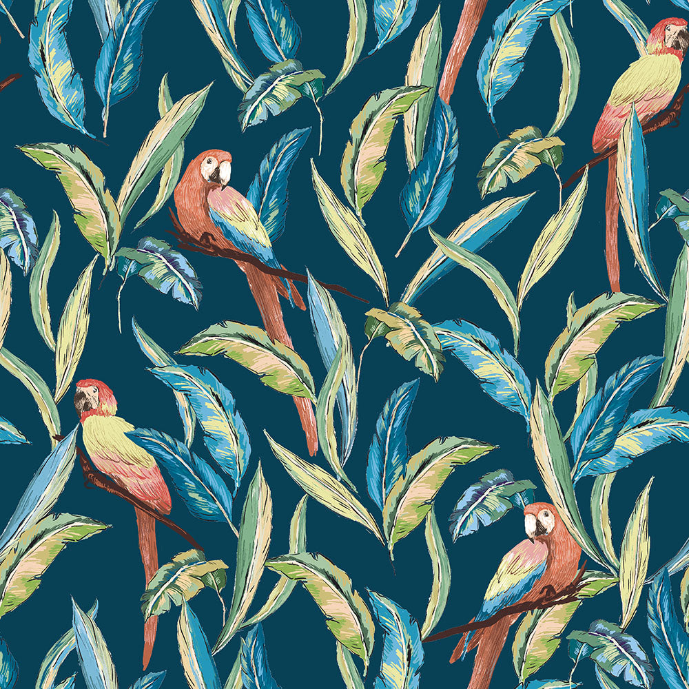 Ohpopsi Tropical Parrot Wallpaper - Indigo Multi-Beaumonde