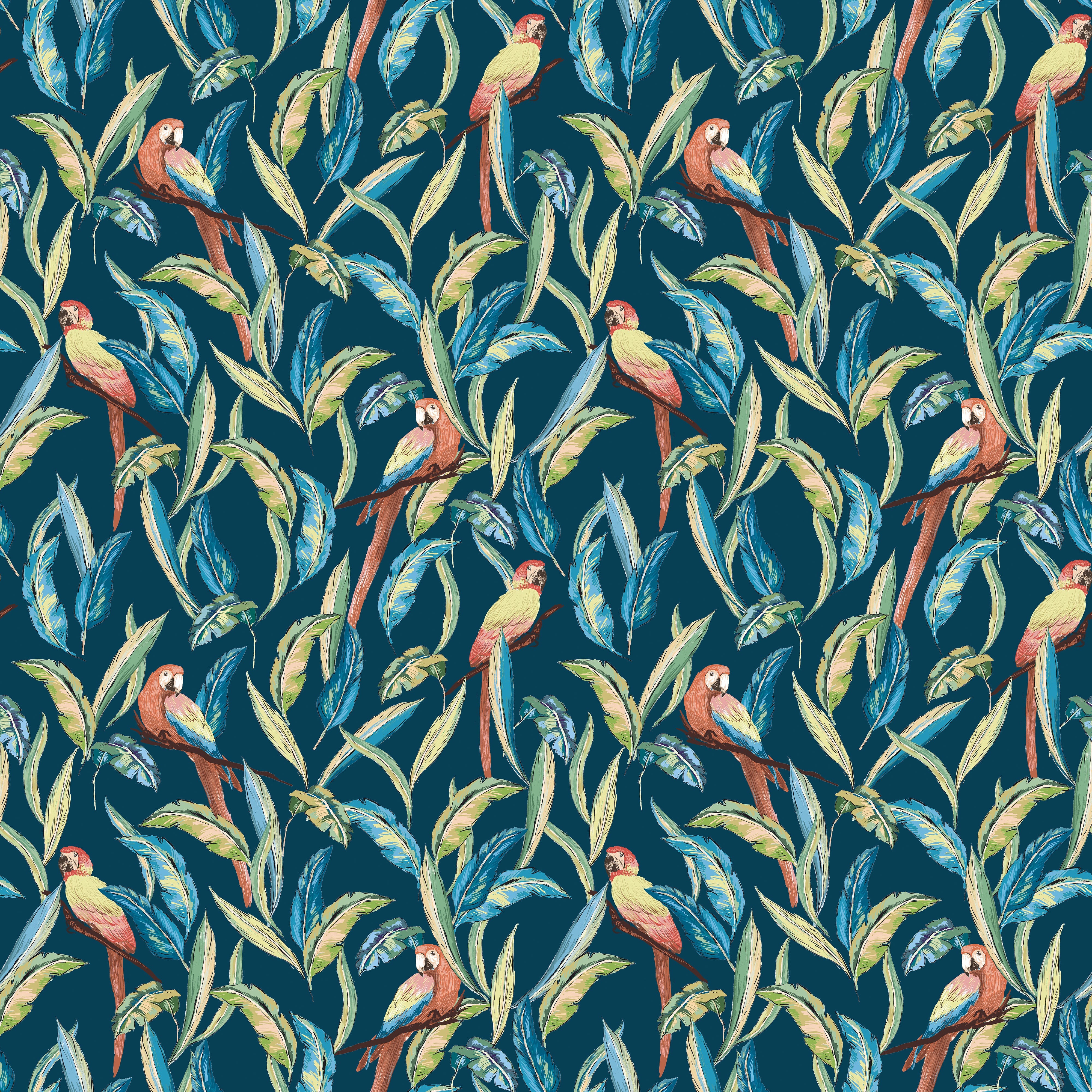 Ohpopsi Tropical Parrot Wallpaper - Indigo Multi-Beaumonde