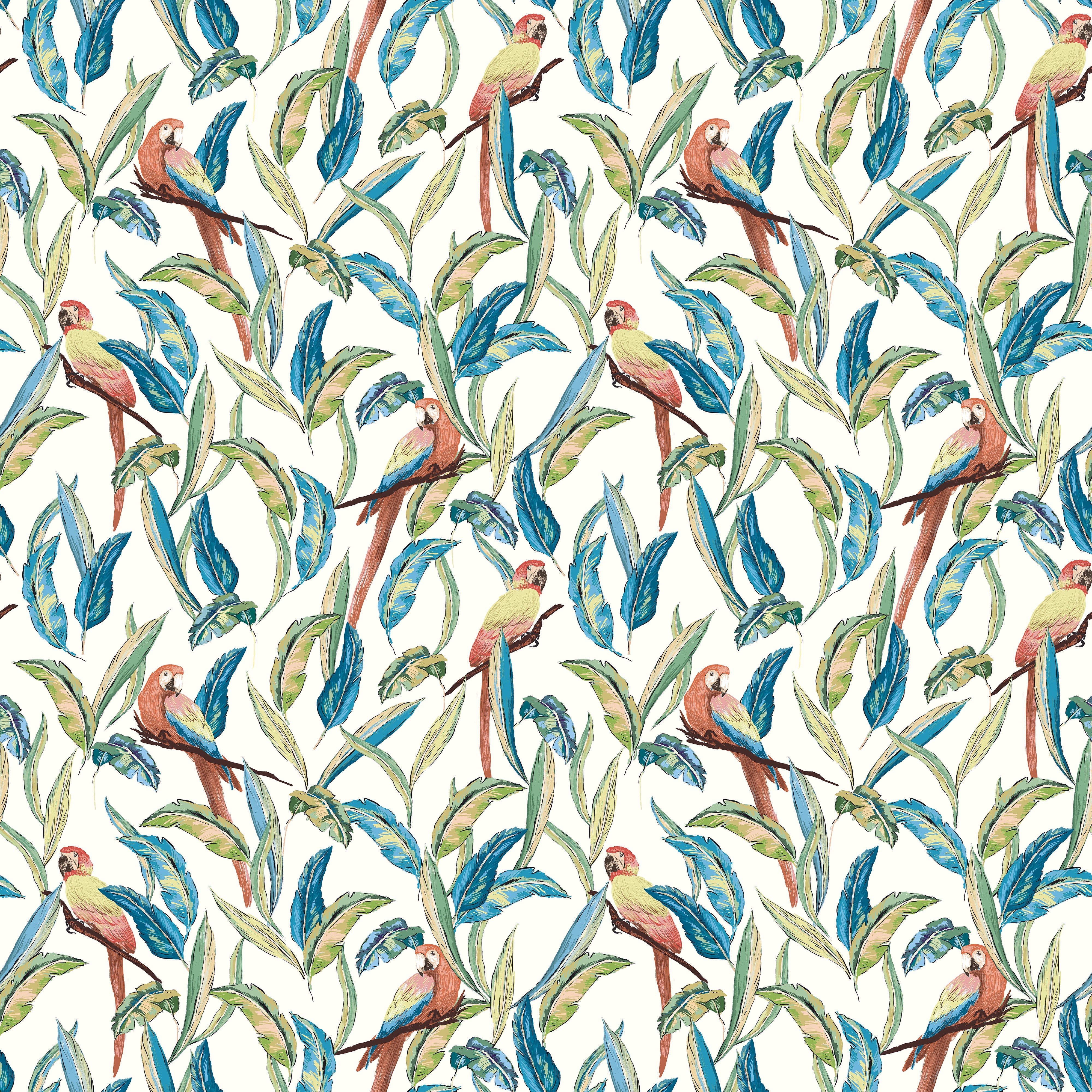 Ohpopsi Tropical Parrot Wallpaper - Wilderness White-Beaumonde