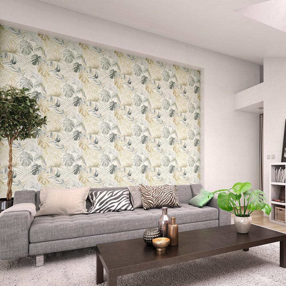 Ohpopsi Wild Tropica Wallpaper - Linen & Stone-Beaumonde
