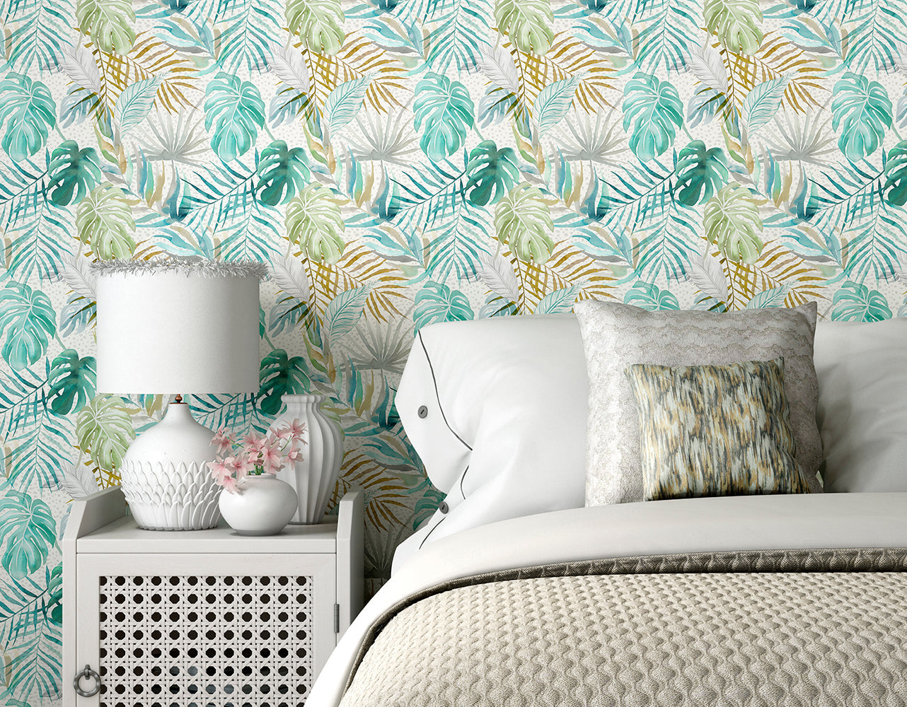 Ohpopsi Wild Tropica Wallpaper - Turquoise-Beaumonde
