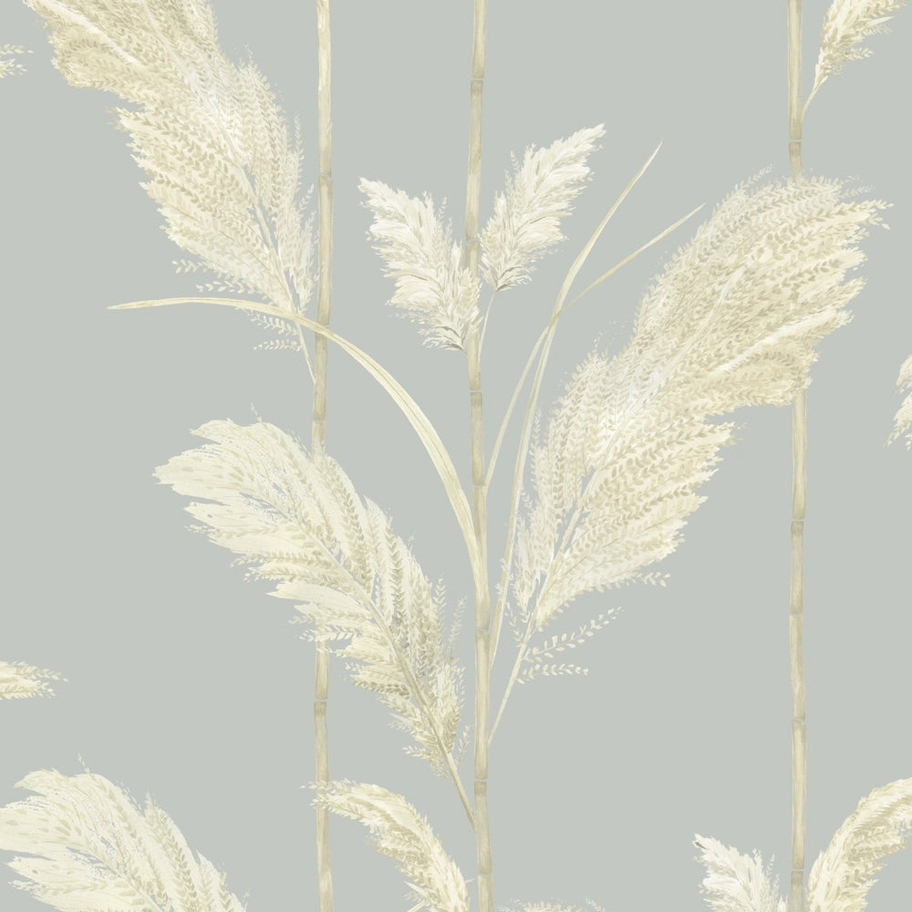 Pampas Grass Cornflower Blue Wallpaper