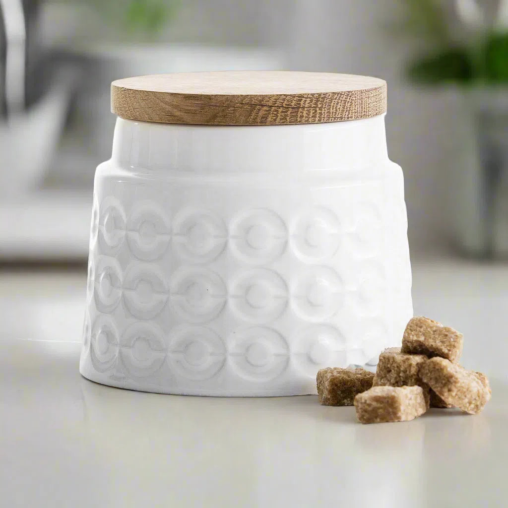 Sagaform Ceramic Jar with Oak Lid-Beaumonde