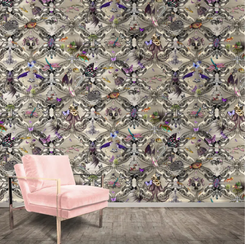 Santorus Menagerie Wallpaper In Silver-Beaumonde