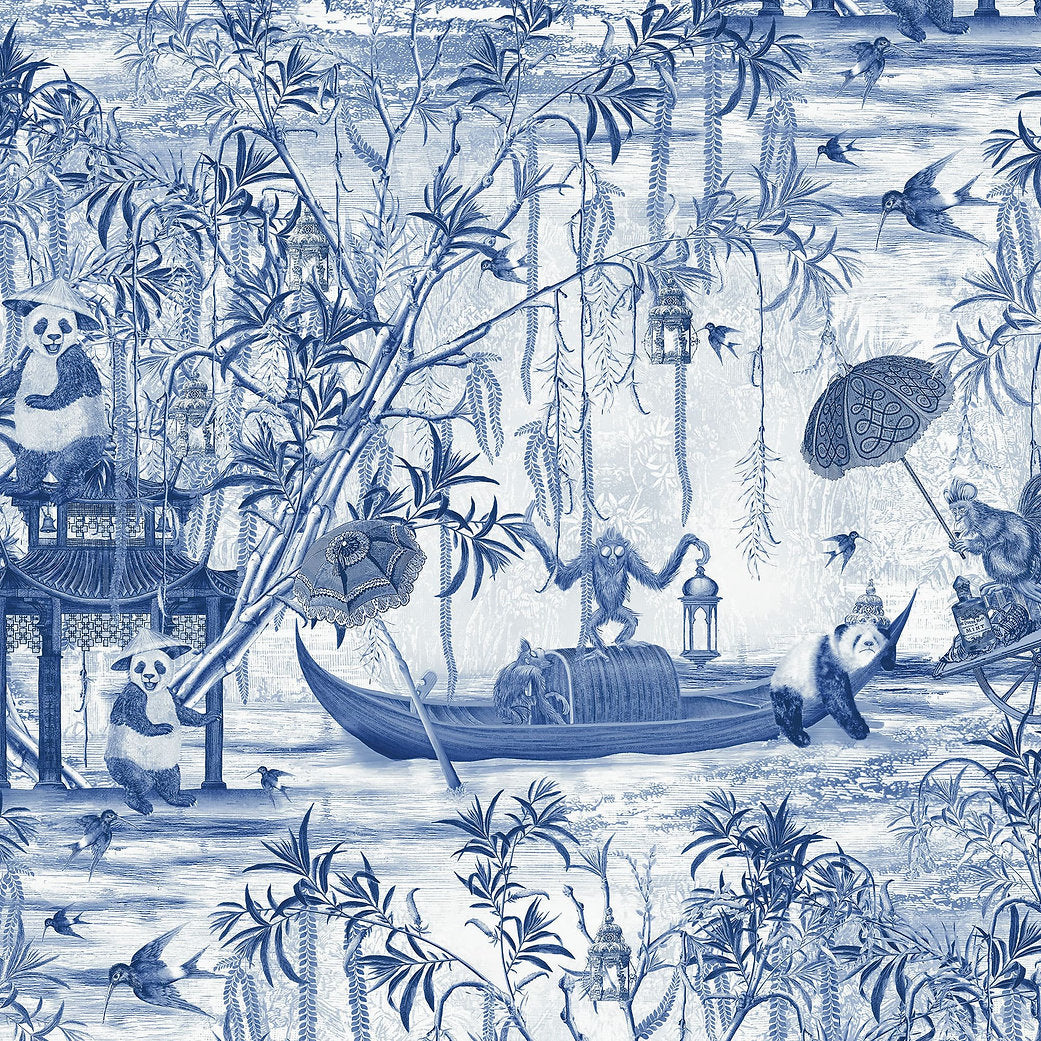 Santorus Wallpaper - Pandamonium - Antique Blue-Santorus-Beaumonde
