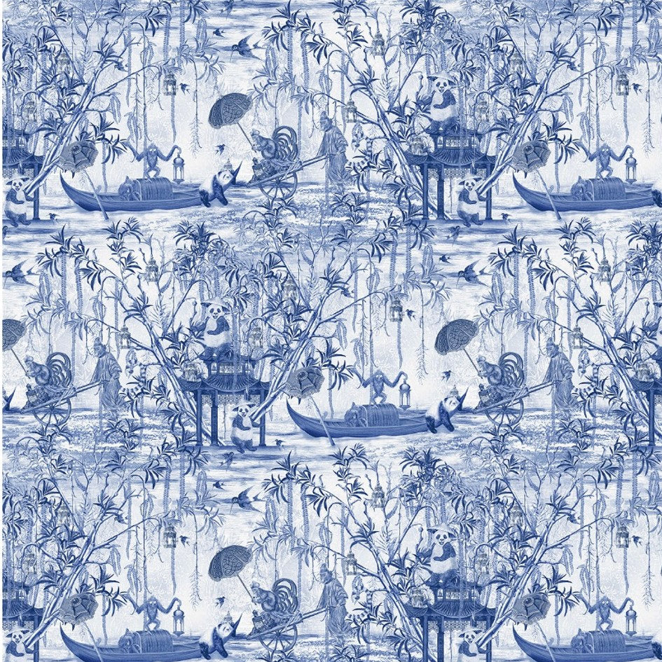 Santorus Wallpaper - Pandamonium - Antique Blue-Santorus-Beaumonde