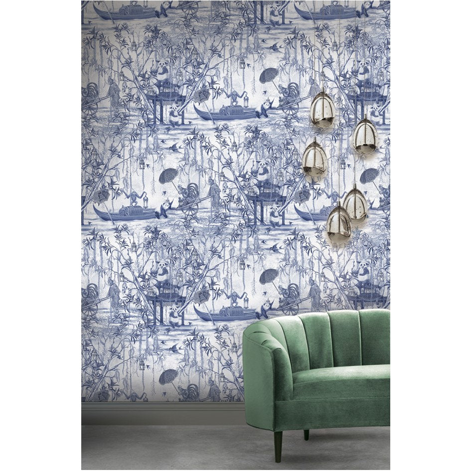 Santorus Wallpaper - Pandamonium - Antique Blue-Santorus-Beaumonde