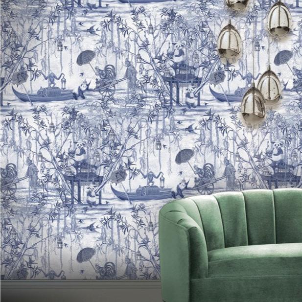 Santorus Wallpaper - Pandamonium - Antique Blue-Santorus-Beaumonde