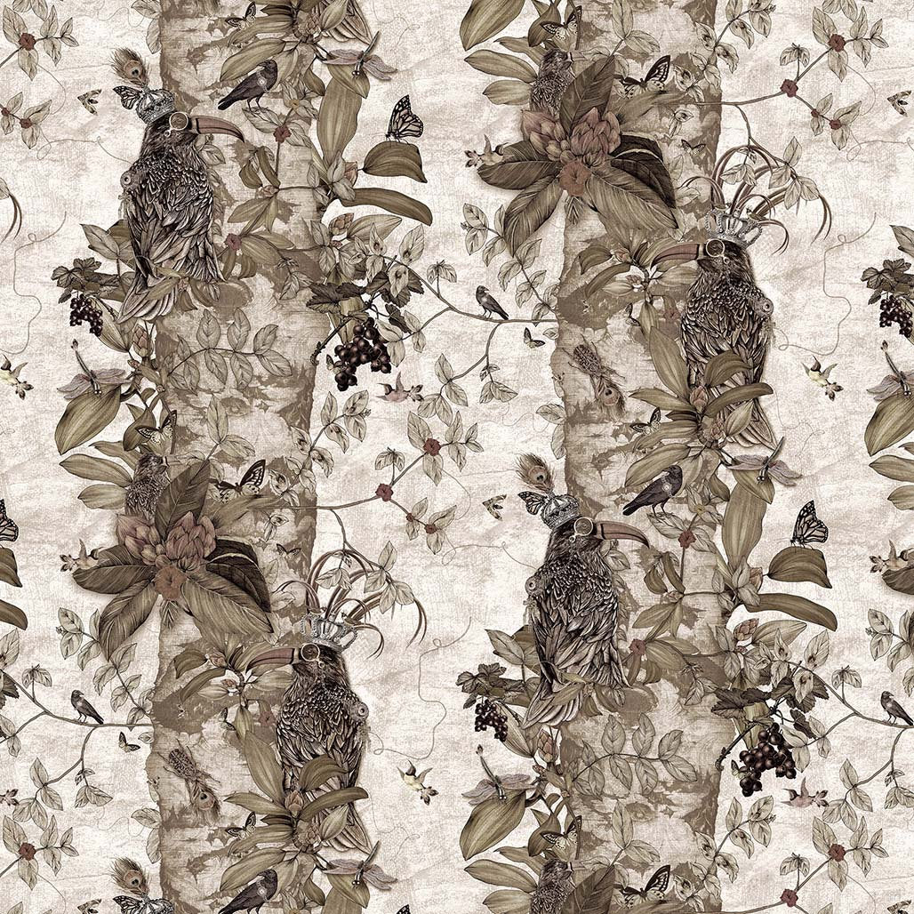 Santorus Wallpaper - The Ravens - Ivory-Santorus-Beaumonde