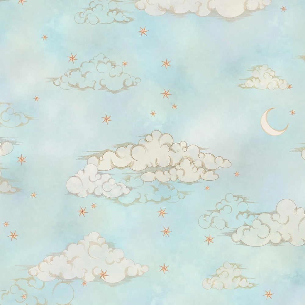 Starry Clouds Green Sky Wallpaper