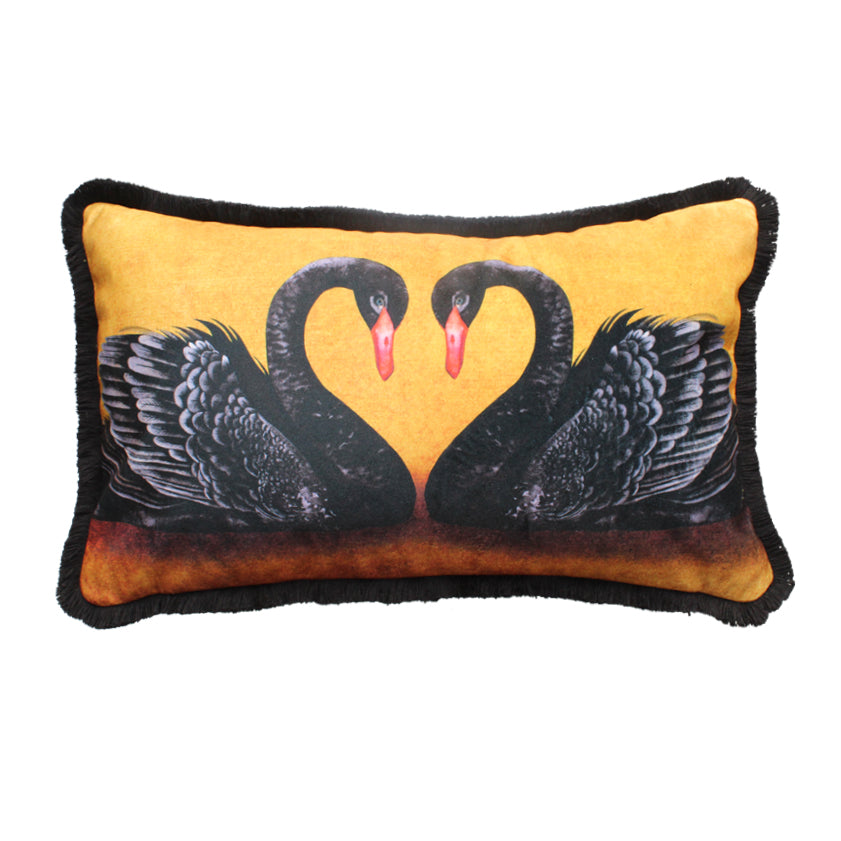 Swan Lovers Fringe Cushion