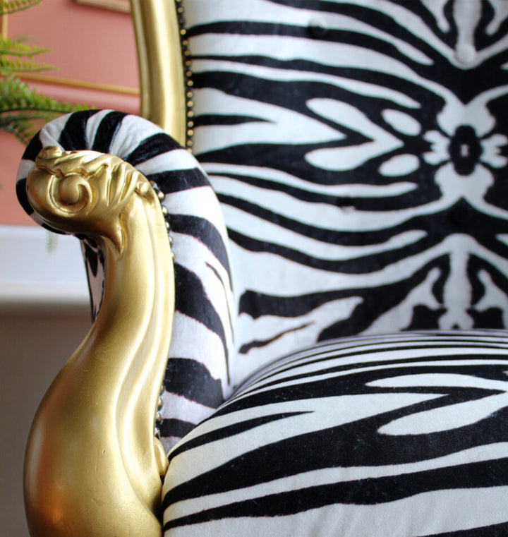 Bold Zebra Shimmer Velvet Fabric